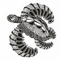 Graphic sea turtle  vector illustration animal Royalty Free Stock Photo