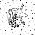 Tattoo unicorn in space art pattern vector