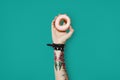 Tattoo Woman Doughnut Dessert Pastry Concept Royalty Free Stock Photo