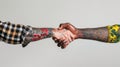A Firm Tattooed Handshake. AI generated Royalty Free Stock Photo