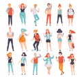 Tattooed or Inked People in Standing Pose and on Skateboard Vector Set