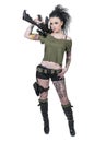 Tattooed Woman with Assault Rifle