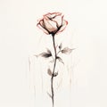 Minimalistic Brushstroke Rose: A Gothic Illustration In White And Red