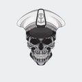 tattoos design Black and white illustration captain ship sailor