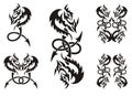 Tattoos of dragon symbols with an arrow Royalty Free Stock Photo