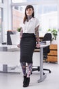 Tattoos, portrait and business woman in office with positive, good and confident attitude. Grunge, pride and Royalty Free Stock Photo