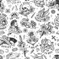 Tattoos vintage seamless pattern