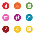 Tatu icons set, flat style Royalty Free Stock Photo