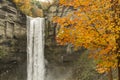 Taughannock Falls and Orange Maple Royalty Free Stock Photo