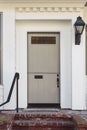 Taupe front door of modern home