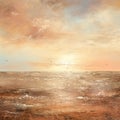 Taupe Pre-raphaelite Seascape Abstract Painting Royalty Free Stock Photo