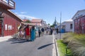 Tauranga Historic Village street scene in street of old buildings and people