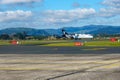 Air New Zealand passenger plane arriving Tauranga Airport Royalty Free Stock Photo