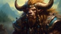 Tauren portrait illustration a fantasy bovine humanoid