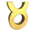 Taurus astrology symbol in gold (3d)