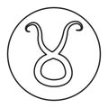 Taurus black line icon. Zodiac sign. Astrology and horoscope. Predictions and human character. Element earth. Ruler Venus. UI UX
