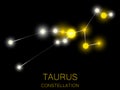 Taurus constellation. Bright yellow stars in the night sky. A cluster of stars in deep space, the universe. Vector illustration Royalty Free Stock Photo