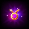 Taurus Constellation icon in space style on dark background with galaxy and stars. Zodiac sign of fire Vector