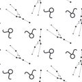 Taurus constellation seamless vector pattern.