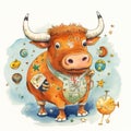 Taurus horoscope astrology sign, Bull zodiac wallpaper background illustration, art, Generative AI