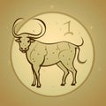 Taurus horoscope astrology sign, Bull zodiac wallpaper background illustration, art, Generative AI