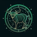 Taurus horoscope astrology sign, Bull zodiac wallpaper background illustration, art, Generative AI