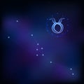 Taurus horoscope star sign in twelve zodiac with galaxy background. vector illustration Royalty Free Stock Photo