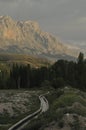 Taurus Mountains on the background of sky. Vertices covered with snow.