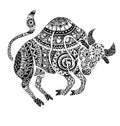 The taurus sign horoscope ethnic style outline Royalty Free Stock Photo