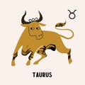 Taurus is a sign of the zodiac. Horoscope and astrology. Vector illustration in a flat style Royalty Free Stock Photo