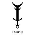 Taurus Sword Icon. Silhouette of Zodiacal Weapon. One of 12 Zodiac Weapons. Vector Astrological, Horoscope Sign. Zodiac Symbol. Royalty Free Stock Photo