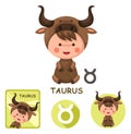 Taurus vector collection. zodiac signs Royalty Free Stock Photo