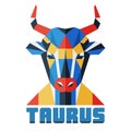 Taurus. Vector horoscope, polygonal flat zodiac sign, astrological sign