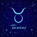 Taurus. Vector zodiac sign on a night sky Royalty Free Stock Photo