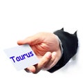 Taurus word write Royalty Free Stock Photo