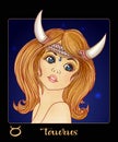 Taurus. A young beautiful girl In the form of one of the signs