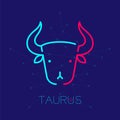 Taurus Zodiac constellation logo icon outline stroke set dash line design illustration