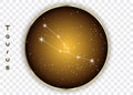 Taurus zodiac constellations sign on beautiful starry sky with galaxy and space behind. Taurus horoscope symbol constellation on d Royalty Free Stock Photo