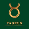 Taurus zodiac vector sign with letters on the dark green background. Vector horoscope symbol. Isolated icon Royalty Free Stock Photo