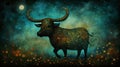 Taurus Zodiac horoscope sign, bull astrology wallpaper background illustration, art, Generative AI