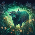 Taurus Zodiac horoscope sign, bull astrology wallpaper background illustration, art, Generative AI