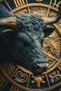 Taurus Zodiac Sign Against Horoscope Wheel. Astrology Royalty Free Stock Photo