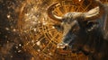 Taurus Zodiac Sign Against Horoscope Wheel. Astrology Royalty Free Stock Photo
