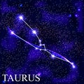 Taurus Zodiac Sign with Beautiful Bright Stars on the Background of Cosmic Sky Vector Illustration Royalty Free Stock Photo