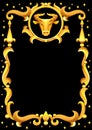 Taurus zodiac sign with golden frame. Horoscope symbol. Royalty Free Stock Photo