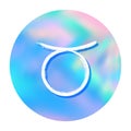 Taurus zodiac sign, holographic circle horoscope symbol vector. Royalty Free Stock Photo