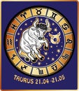 Taurus zodiac sign.Horoscope circle Royalty Free Stock Photo