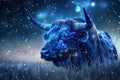 Taurus Zodiac Sign, Horoscope Symbol, Magic Astrology Bull, Taurus in Fantastic Night Sky Royalty Free Stock Photo