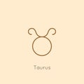 Taurus Zodiac sign Icon in a Minimal Linear Style. Vector Horoscope Symbol for Astrology, Tattoo, t-shirt print Royalty Free Stock Photo