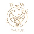 Taurus zodiac sign, logo, tattoo or illustration. Food horoscope Royalty Free Stock Photo